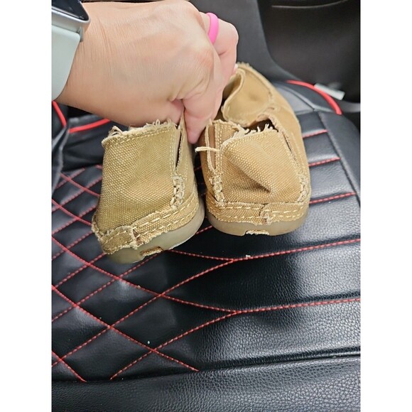 Tony Lama RR3025 Mens9.5D Slip On Moc Toe Casual Shoes Winter Wheat Tan Canvas - Picture 4 of 8